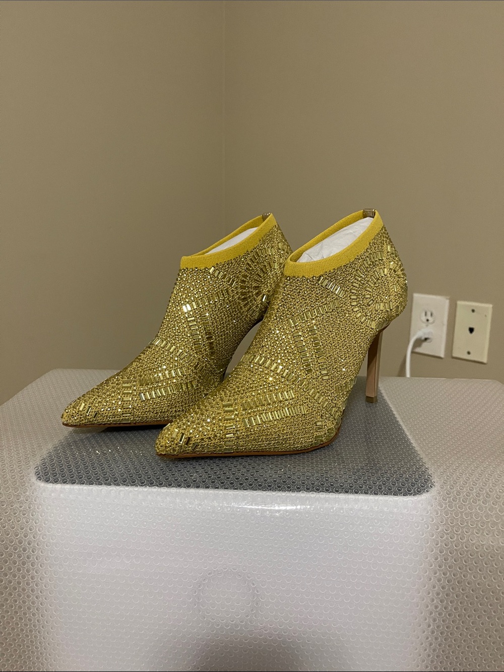 Thalia Sodi Gold Sequin Pointed-Toe Stiletto Ankle Boots